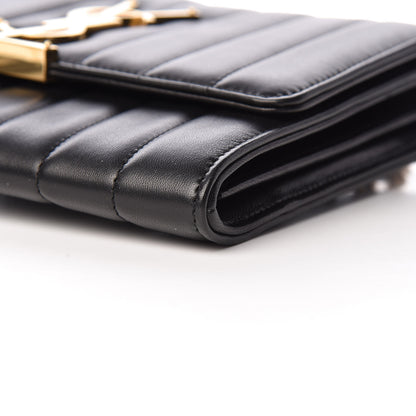 Saint Laurent Lambskin Matelasse Monogram Vicky Chain Wallet Black 9 of 10