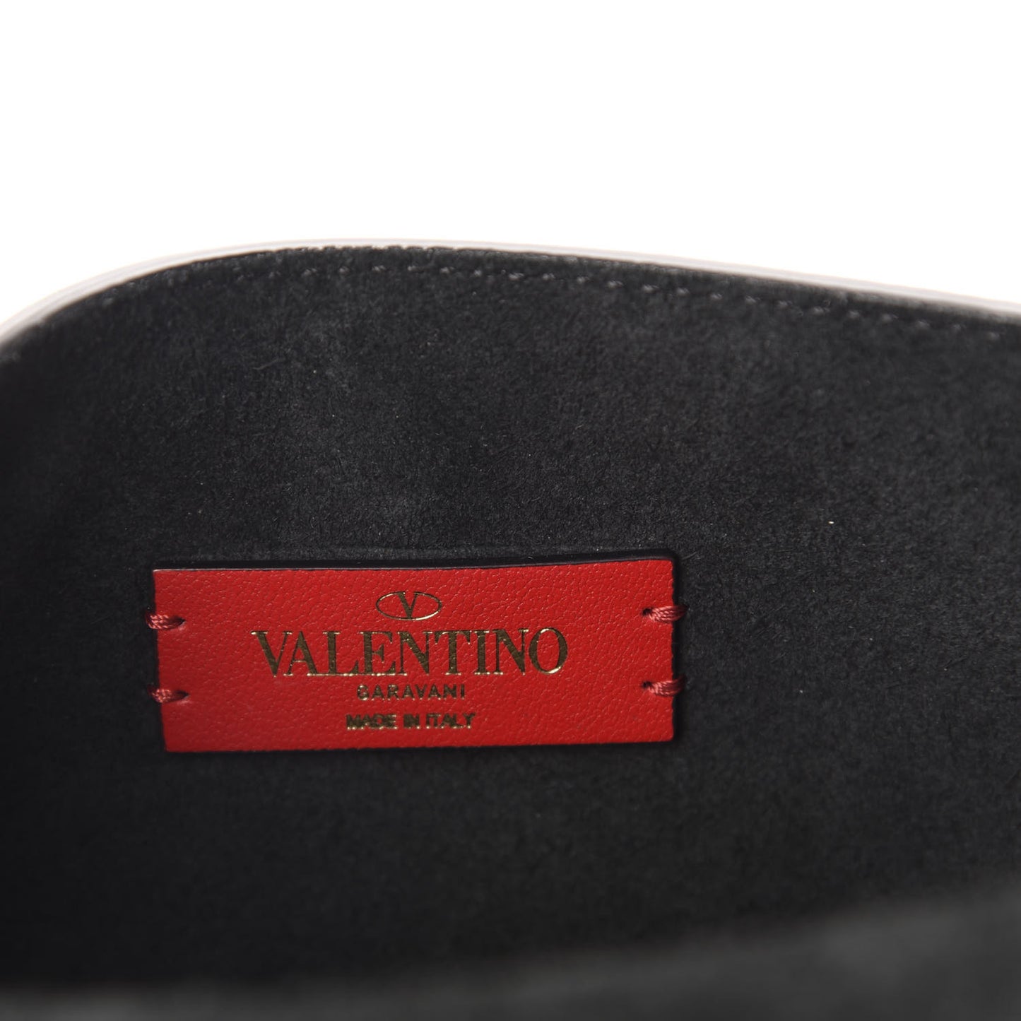 Pebbled Calfskin Rockstud Flap Wallet On Chain Black
