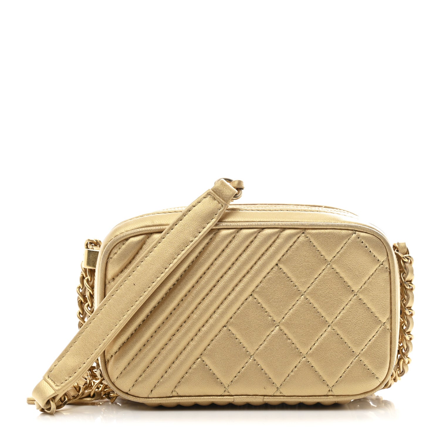 Chanel Metallic Lambskin Mini Coco Boy Camera Case Gold 1 of 12