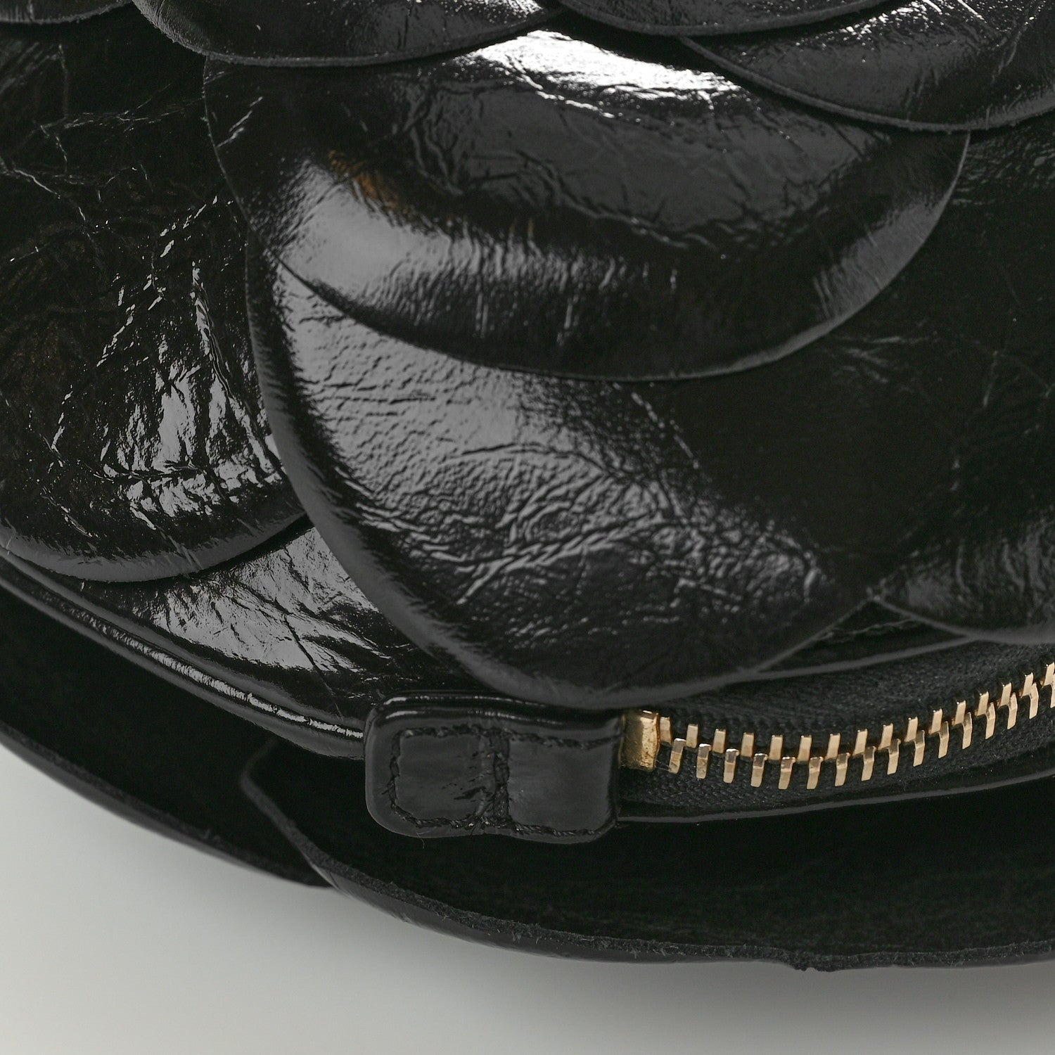 Chanel Patent Lambskin Camellia Bouquet Clutch With Chain Black 11 of 11