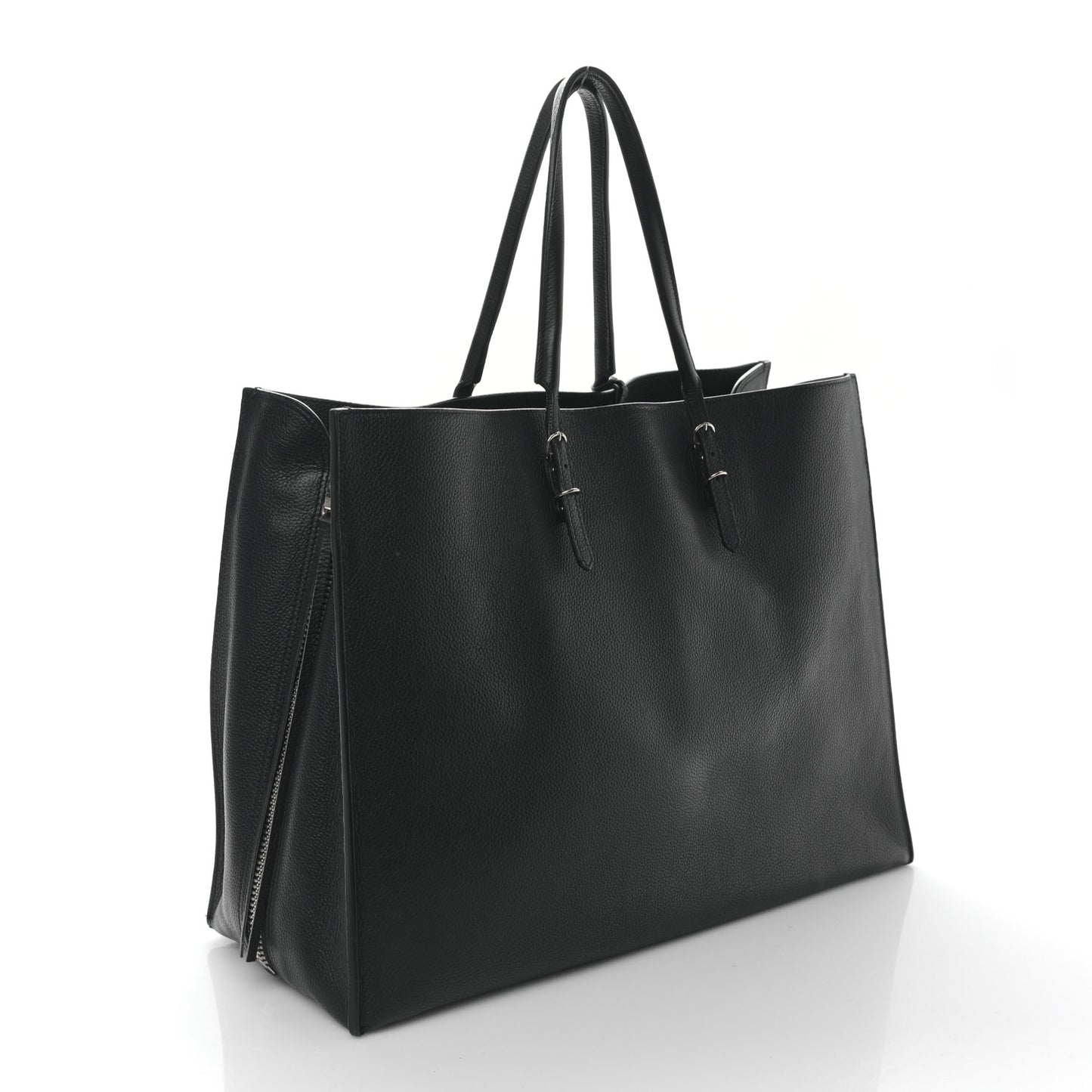 Supple Calfskin Papier A4 Zip Around Tote Black