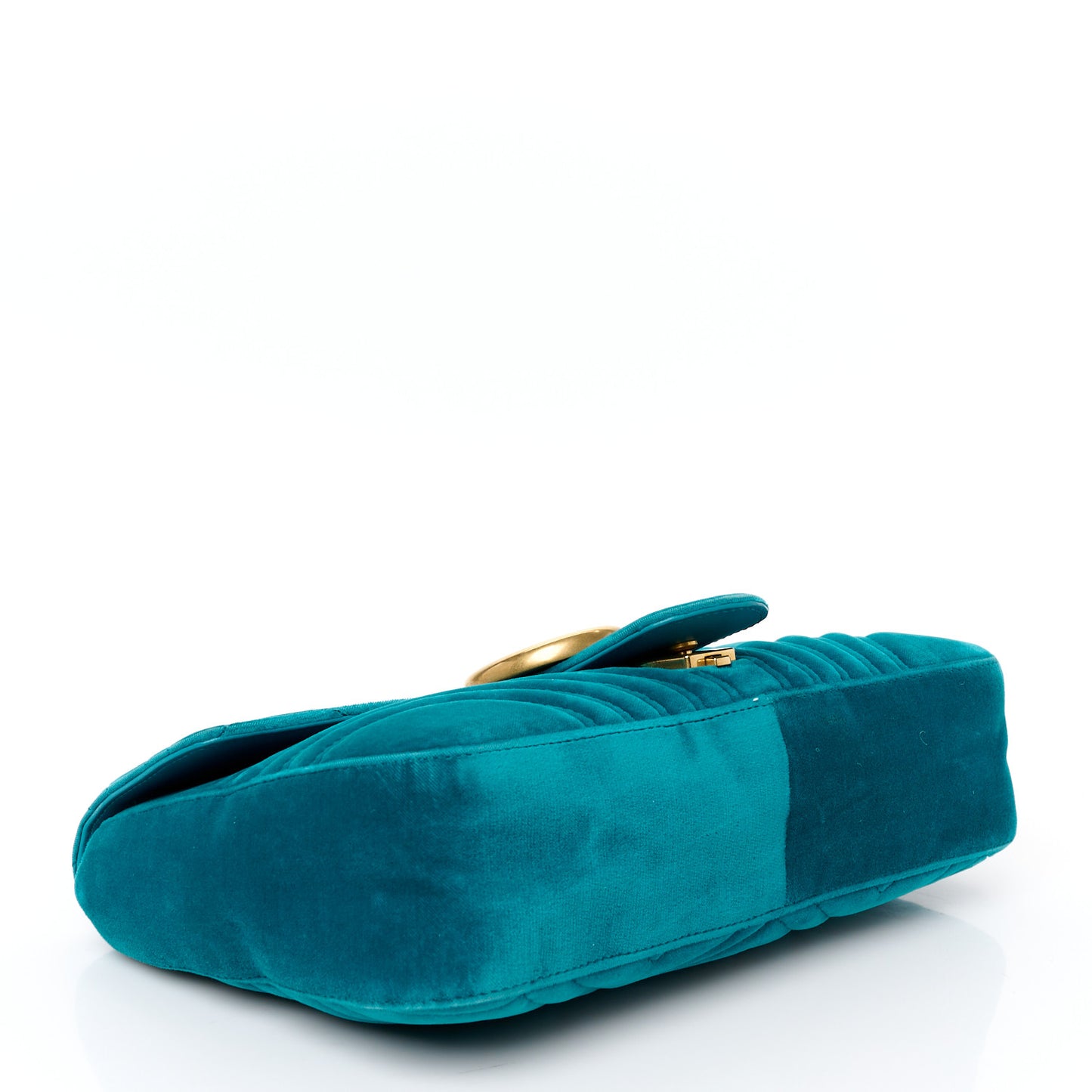 Velvet Matelasse Medium GG Marmont Shoulder Bag Pavone Cyan