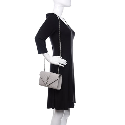 Saint Laurent Grain De Poudre Textured Mixed Matelasse Triquilt Small Monogram Satchel Optical White 2 of 10
