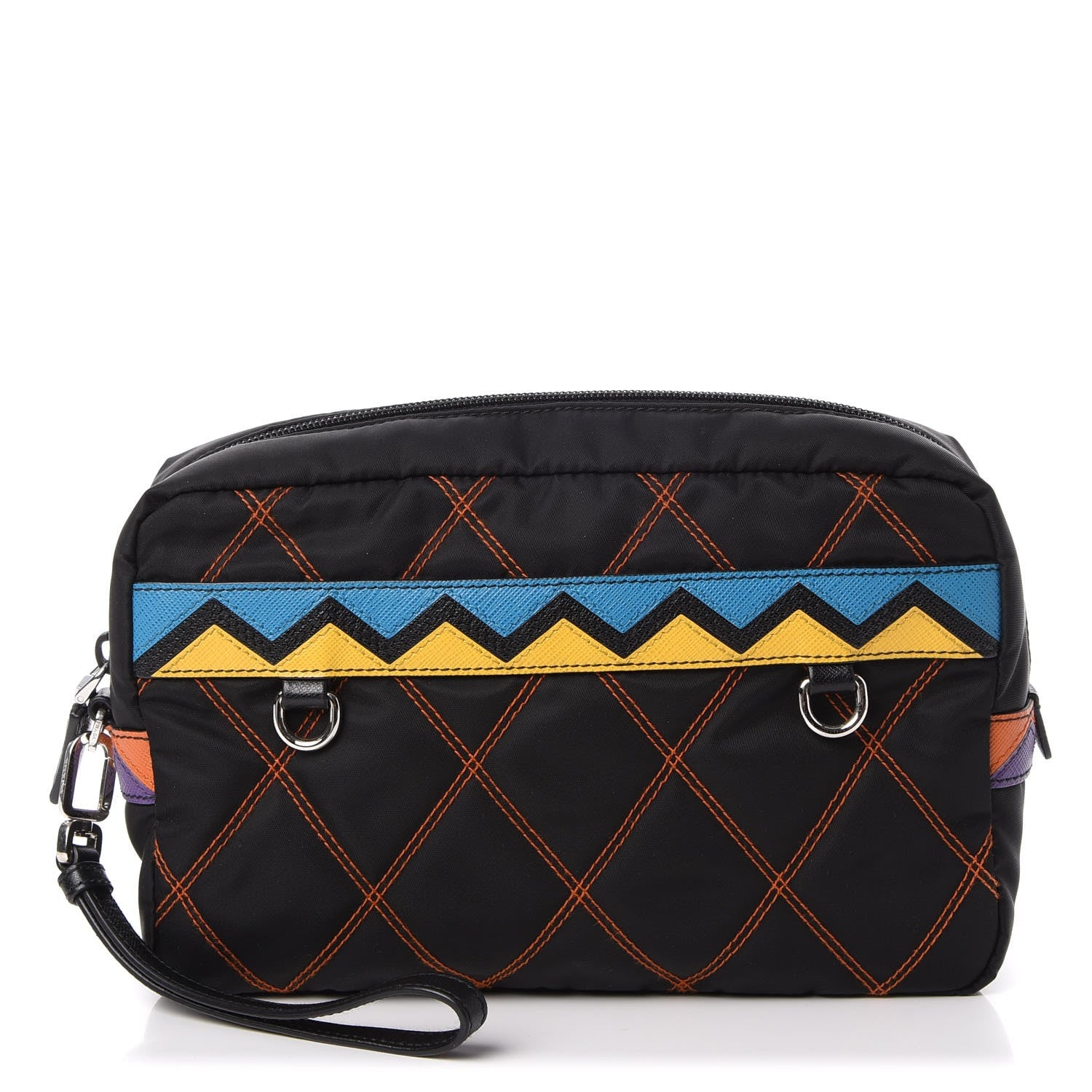 Prada Tessuto Nylon Impunturato Pochette Black 1 of 8