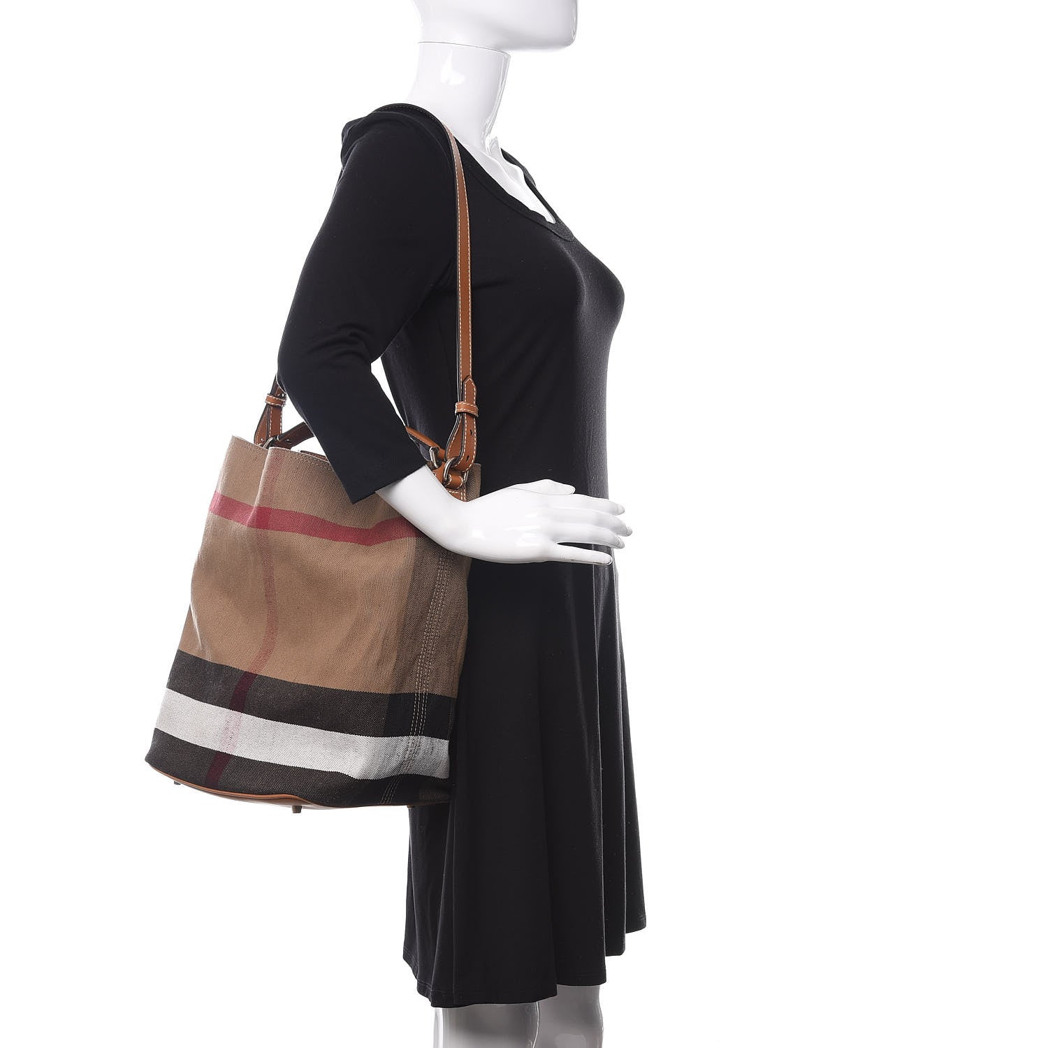 Burberry Canvas Mega Check Medium Ashby Hobo Saddle Brown 2 of 12