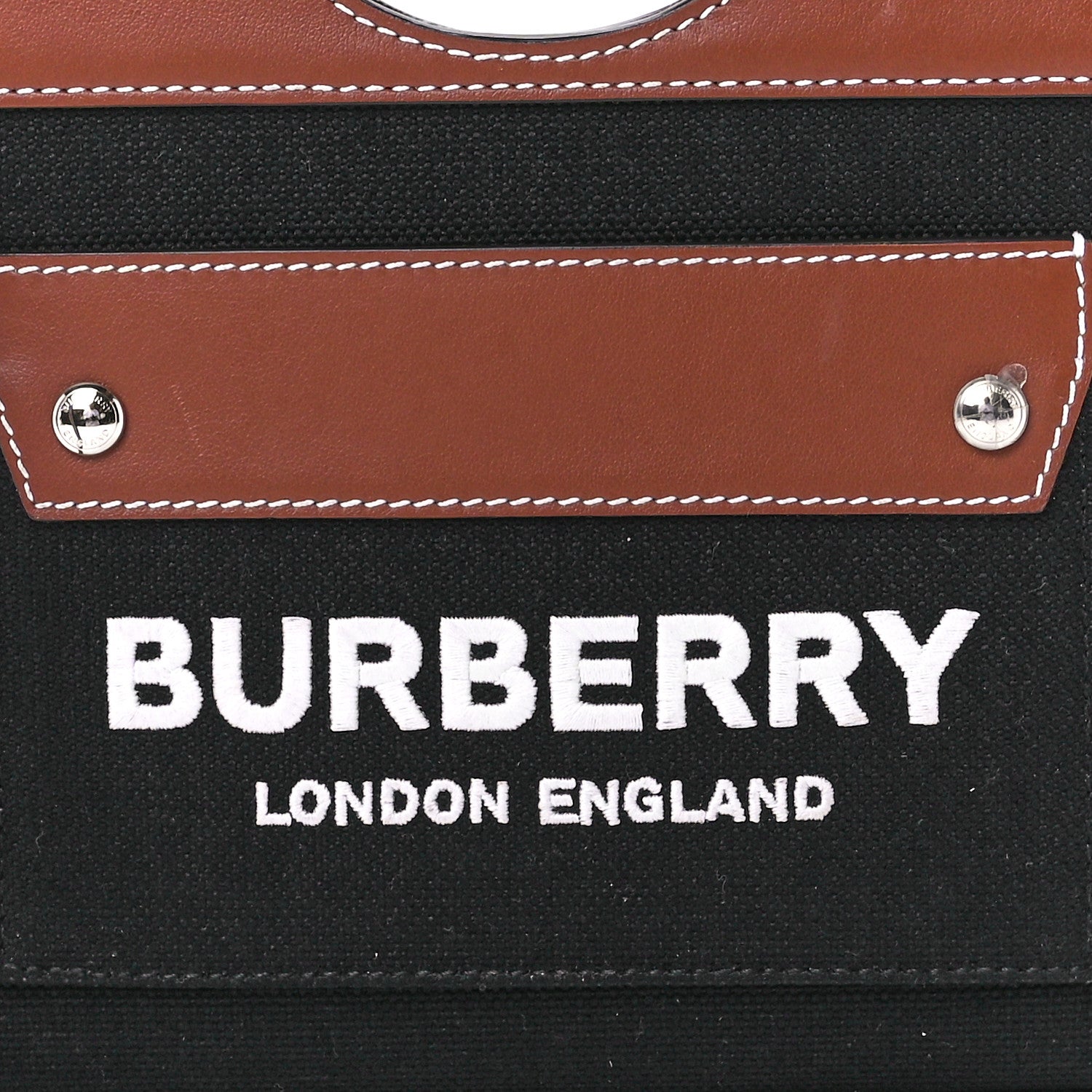 Burberry Smooth Calfskin Canvas Two Tone Micro Pocket Bag Navy Tan 7 of 10