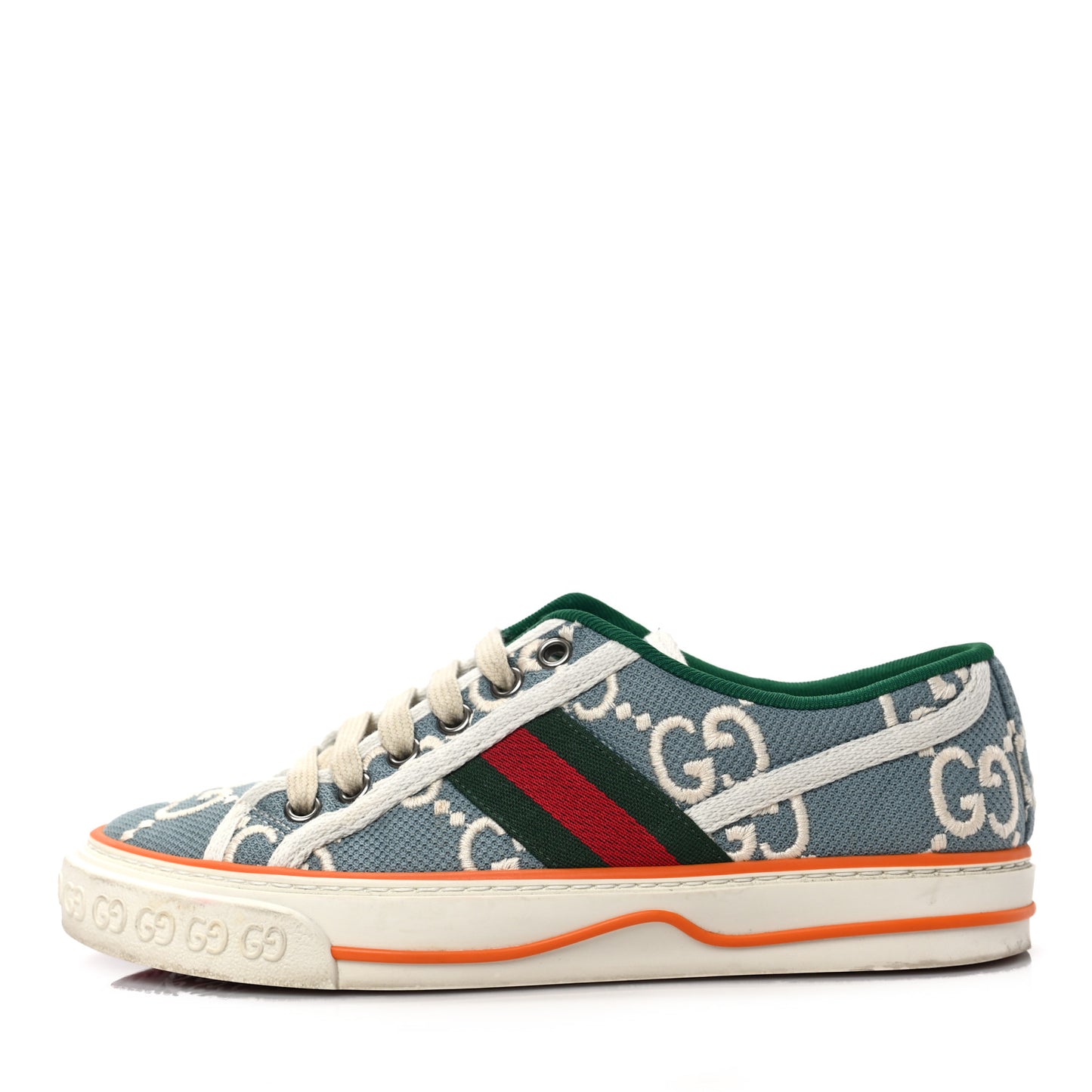 Cotton GG Monogram Web Womens 1977 Tennis Sneakers 35 Philod Ivory Mystic White