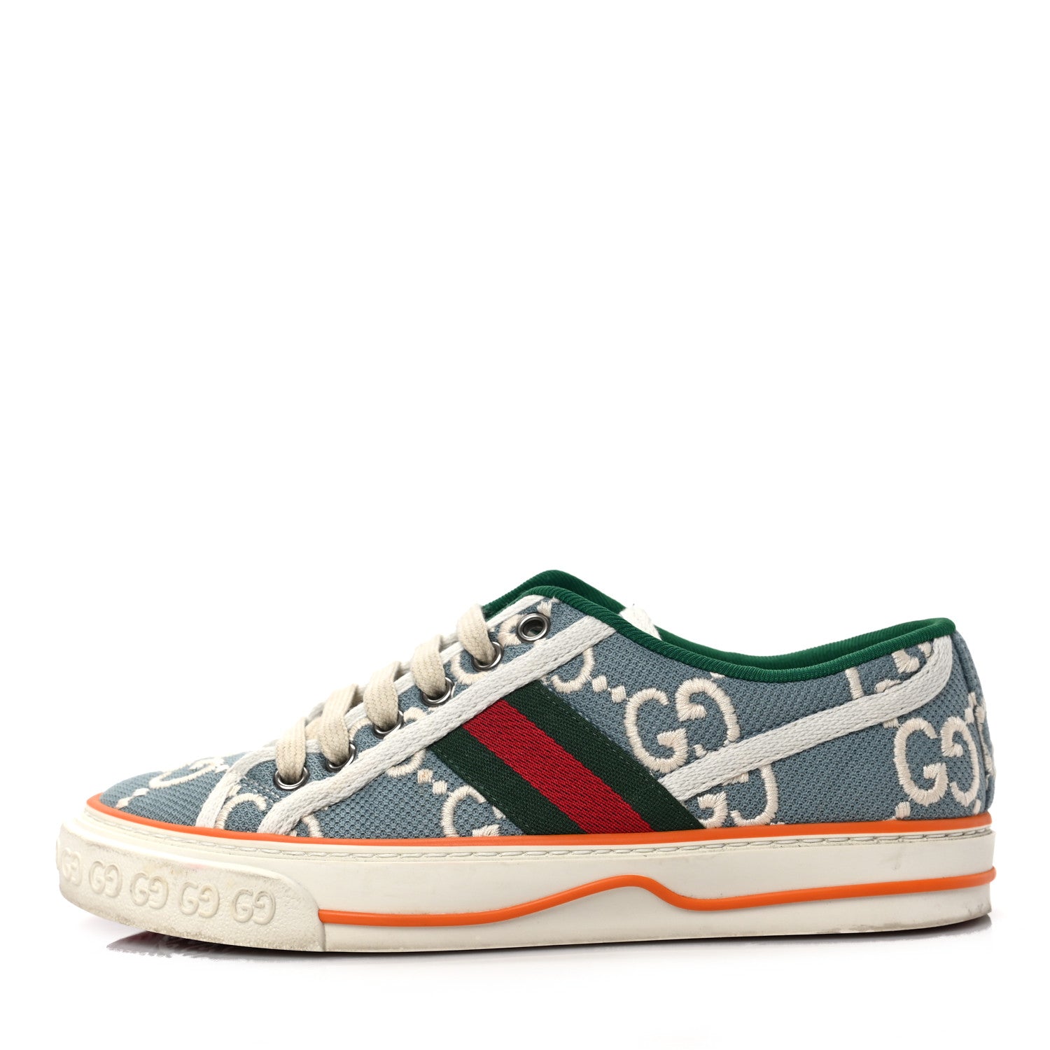 Gucci Cotton GG Monogram Web Womens 1977 Tennis Sneakers 35 Philod Ivory Mystic White 1 of 7