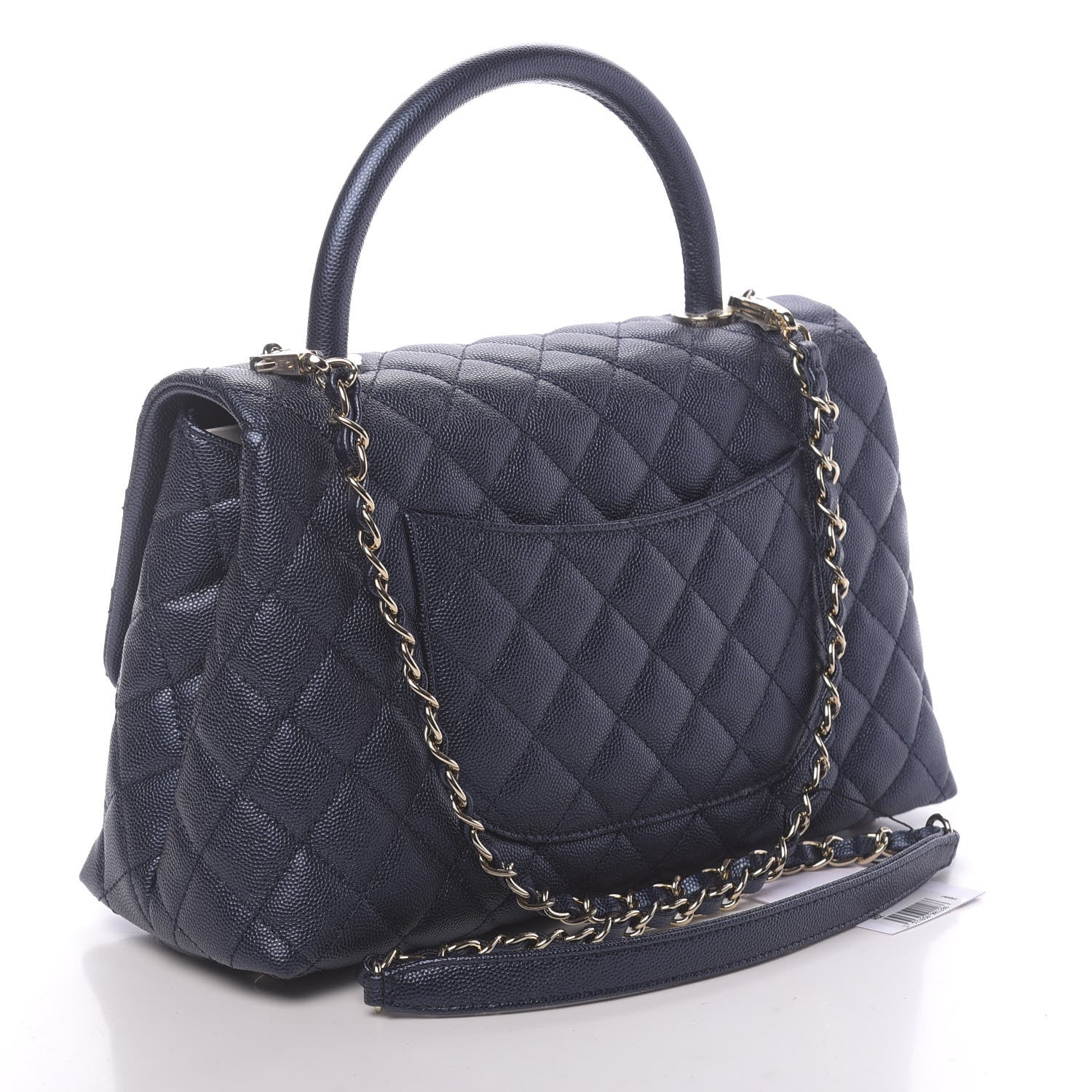 Chanel Iridescent Caviar Quilted Small Coco Handle Flap Dark Blue 3 of 10