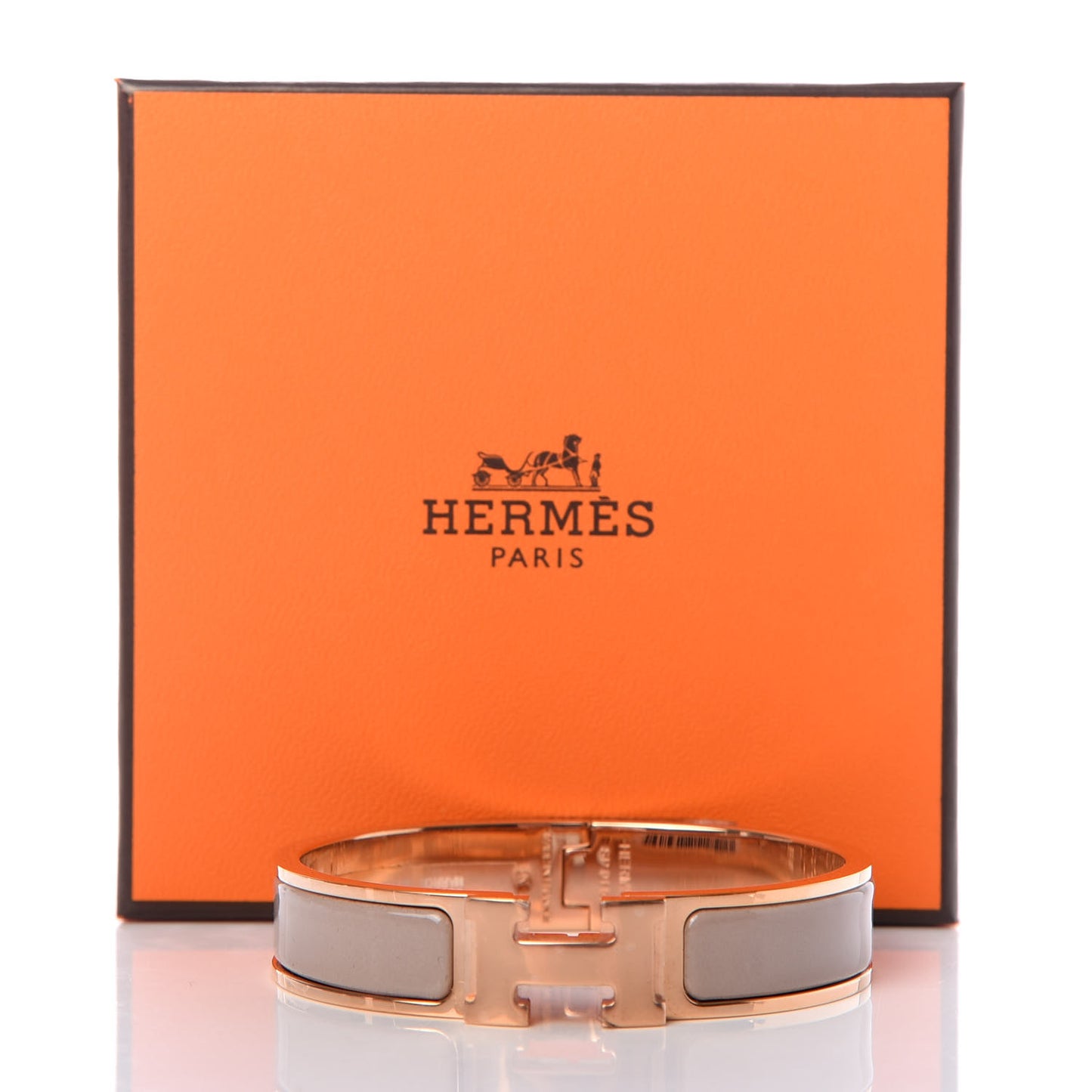 Enamel Clic Clac H Narrow Bracelet PM Marron Glace