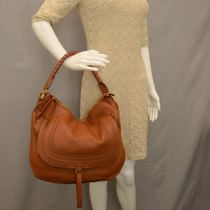 Chloe Leather Large Marcie Hobo Tan 2 of 9