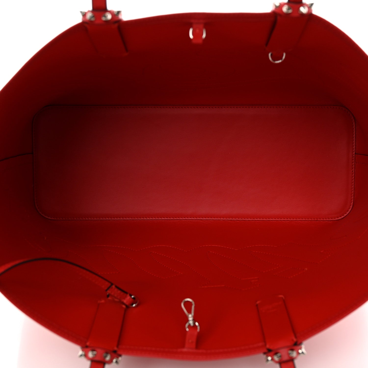 Christian Louboutin Calfskin Patent Logo Spikes East West Cabata Tote Red 6 of 12