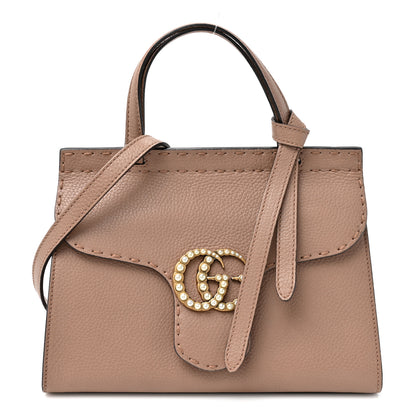Gucci Calfskin Mini Pearly GG Marmont Top Handle Bag Porcelain Rose 1 of 12