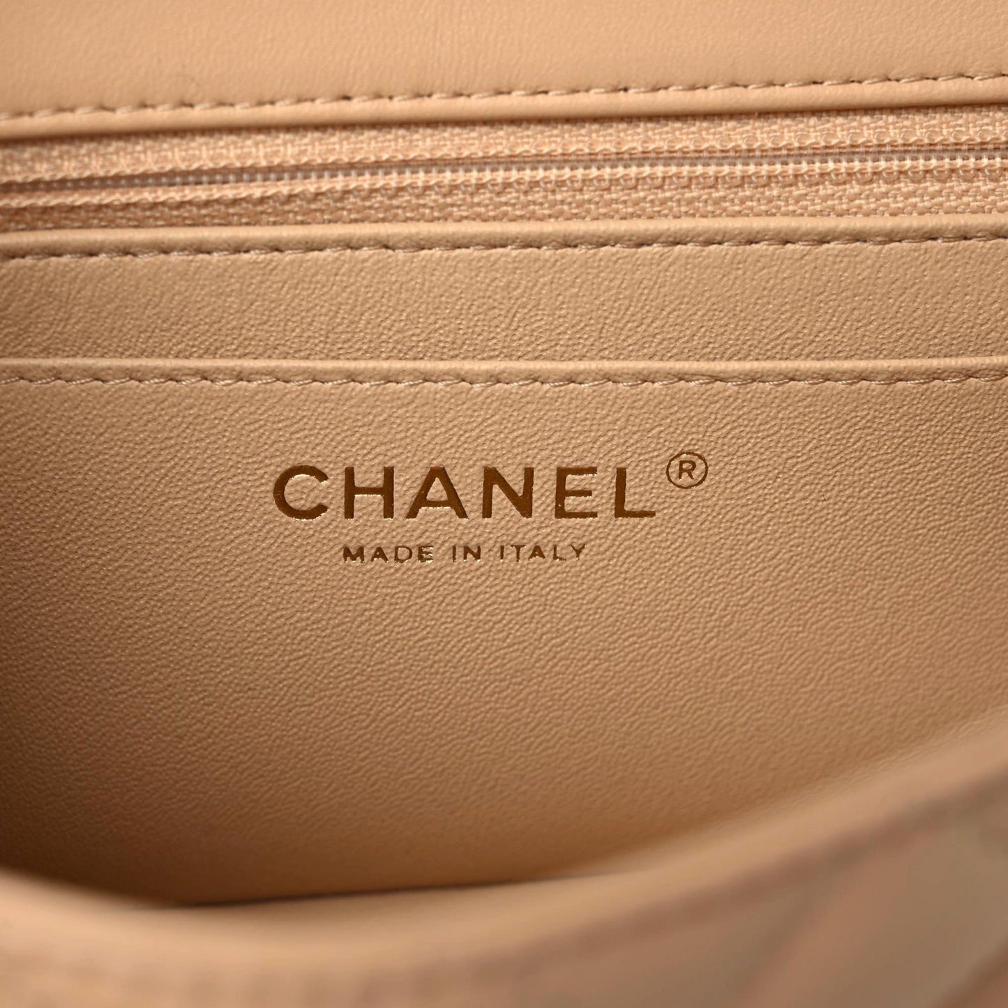 Lambskin Quilted Mini Rectangular Flap Beige