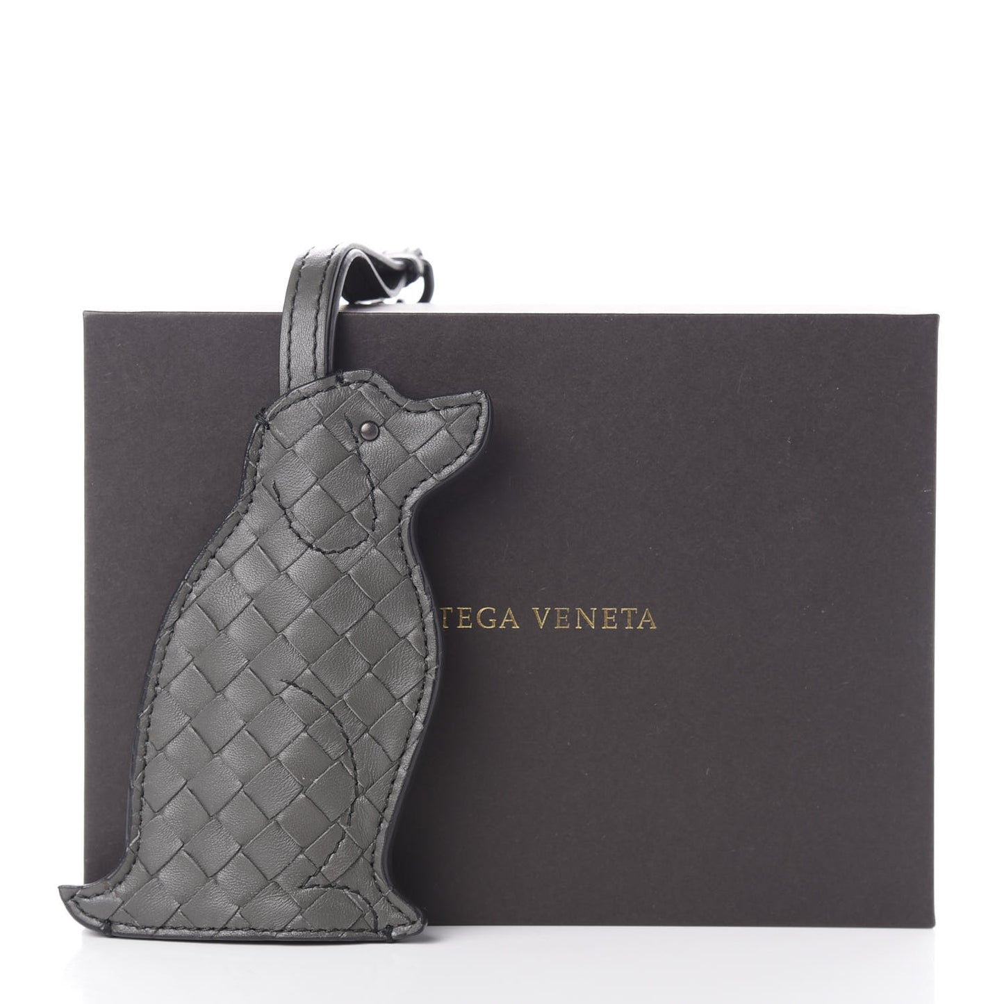 Nappa Intrecciato Dog Bag Charm Light Grey