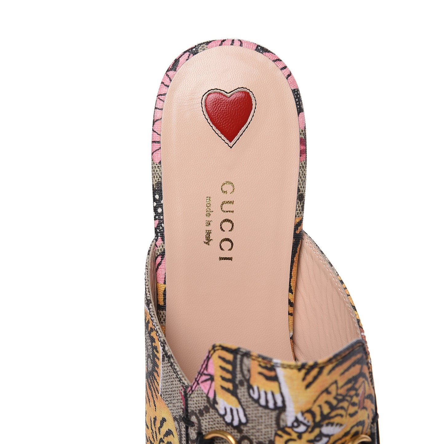 GG Supreme Monogram Bengal Womens Princetown Slippers 39.5 Beige Crop Pink