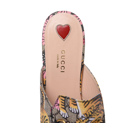 Gucci GG Supreme Monogram Bengal Womens Princetown Slippers 39.5 Beige Crop Pink 6 of 9