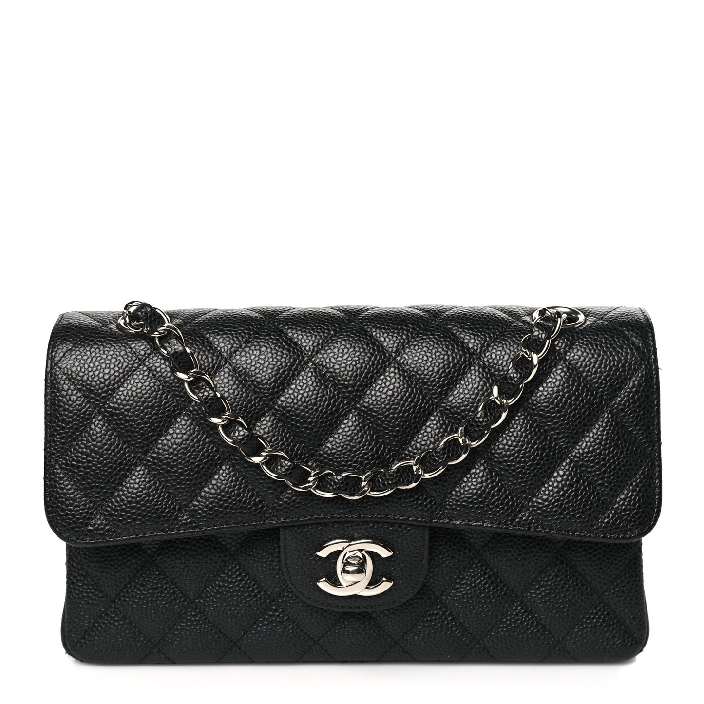 Caviar Quilted Small Double Flap Black