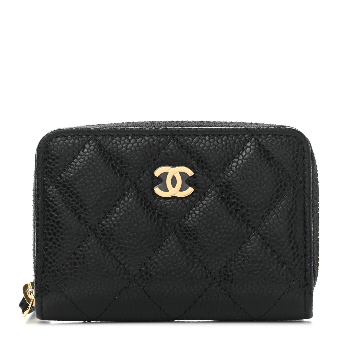 Caviar Quilted Classic Zipped Coin Purse Black