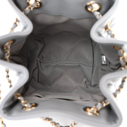 Chanel Lambskin Quilted CC Dweller Drawstring Bucket Bag Light Grey 5 of 11