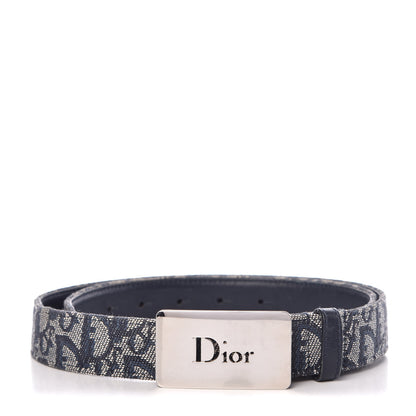 Christian Dior Canvas Monogram Logo Belt 85 Blue 1 of 9