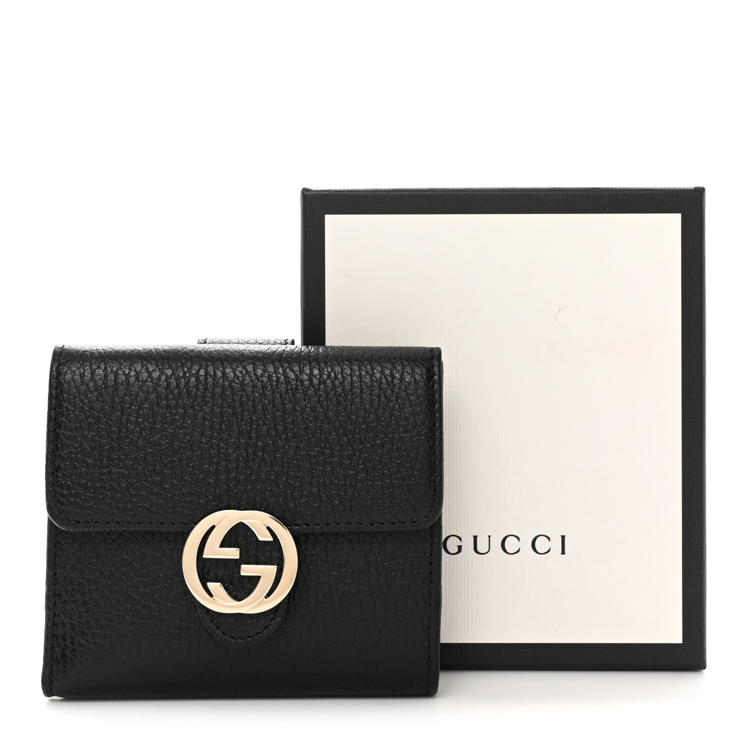 Gucci Dollar Calfskin Interlocking G French Wallet Black 9 of 9