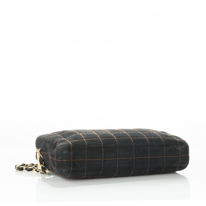 Chanel Suede Square Stitched Shoulder Bag Black 4 of 7