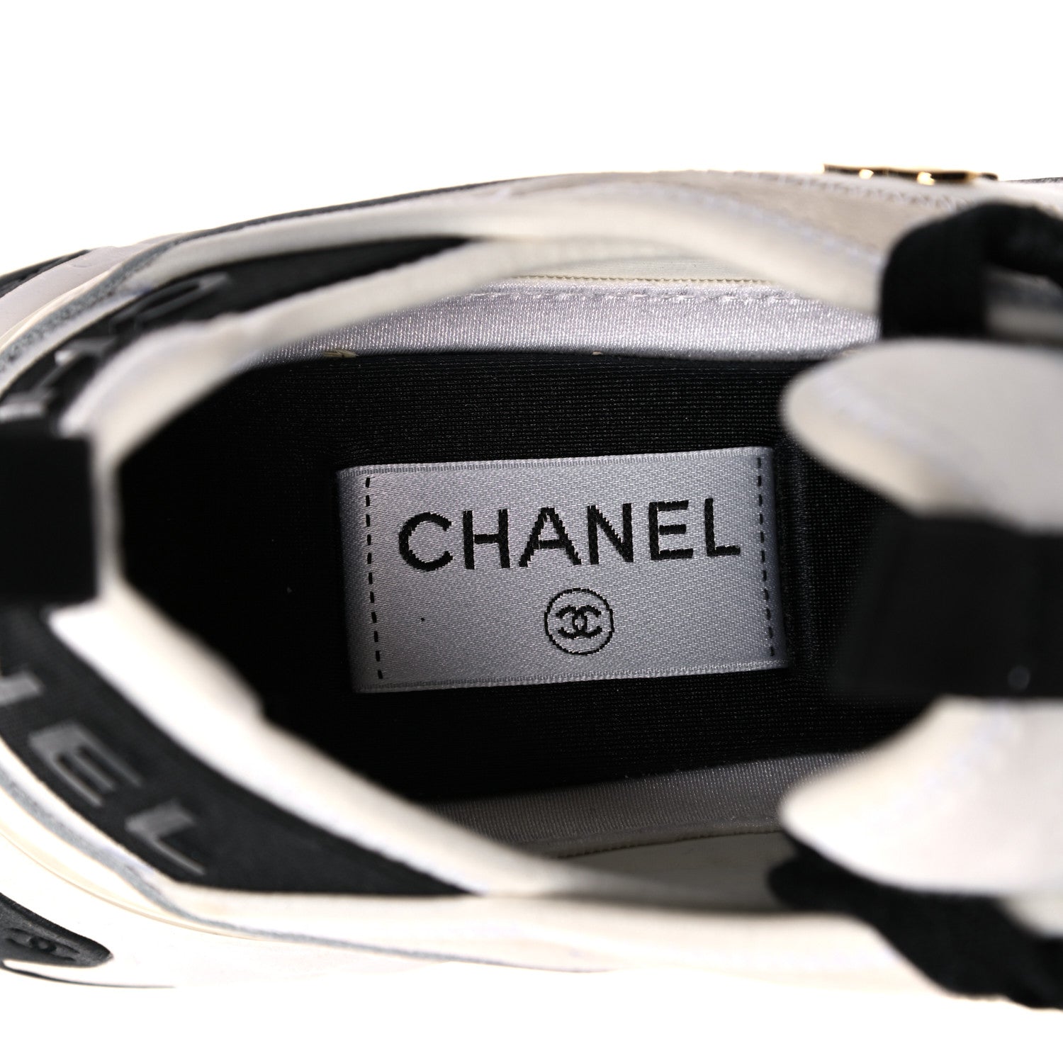 Chanel Velvet Calfskin Mixed Fibers CC Sneakers 39 Ivory Black 7 of 17