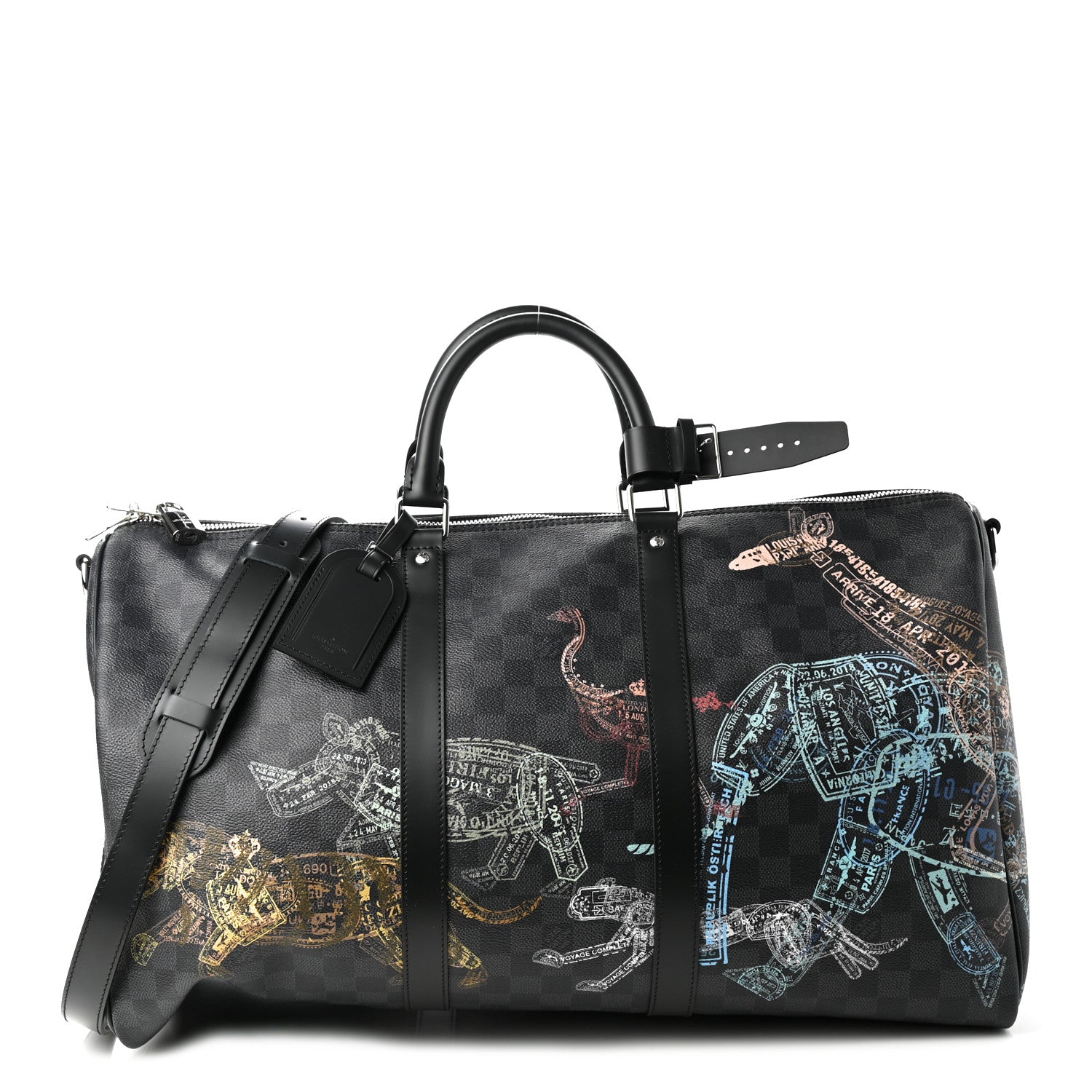 Louis Vuitton Damier Graphite Stamps Keepall Bandouliere 50 1 of 16