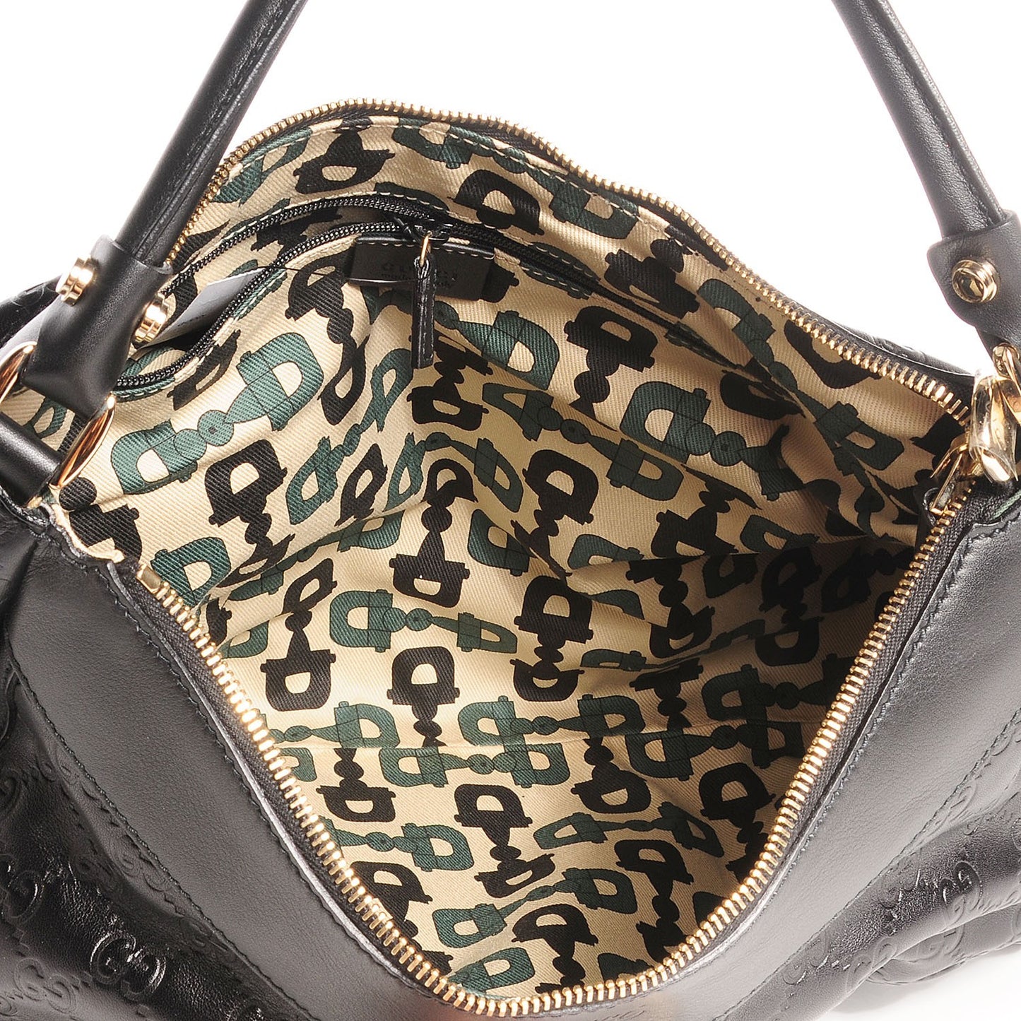 Guccissima Large D Gold Hobo Black