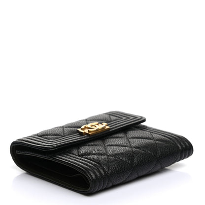 Chanel Caviar Quilted Compact Boy Wallet Black 4 of 8