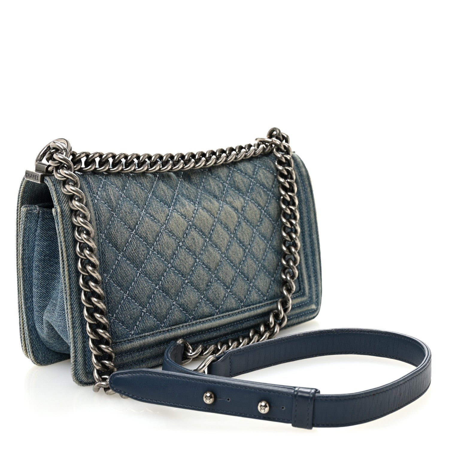 Chanel Denim Quilted Medium Boy Flap Blue 3 of 11