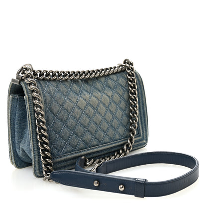 Chanel Denim Quilted Medium Boy Flap Blue 3 of 11