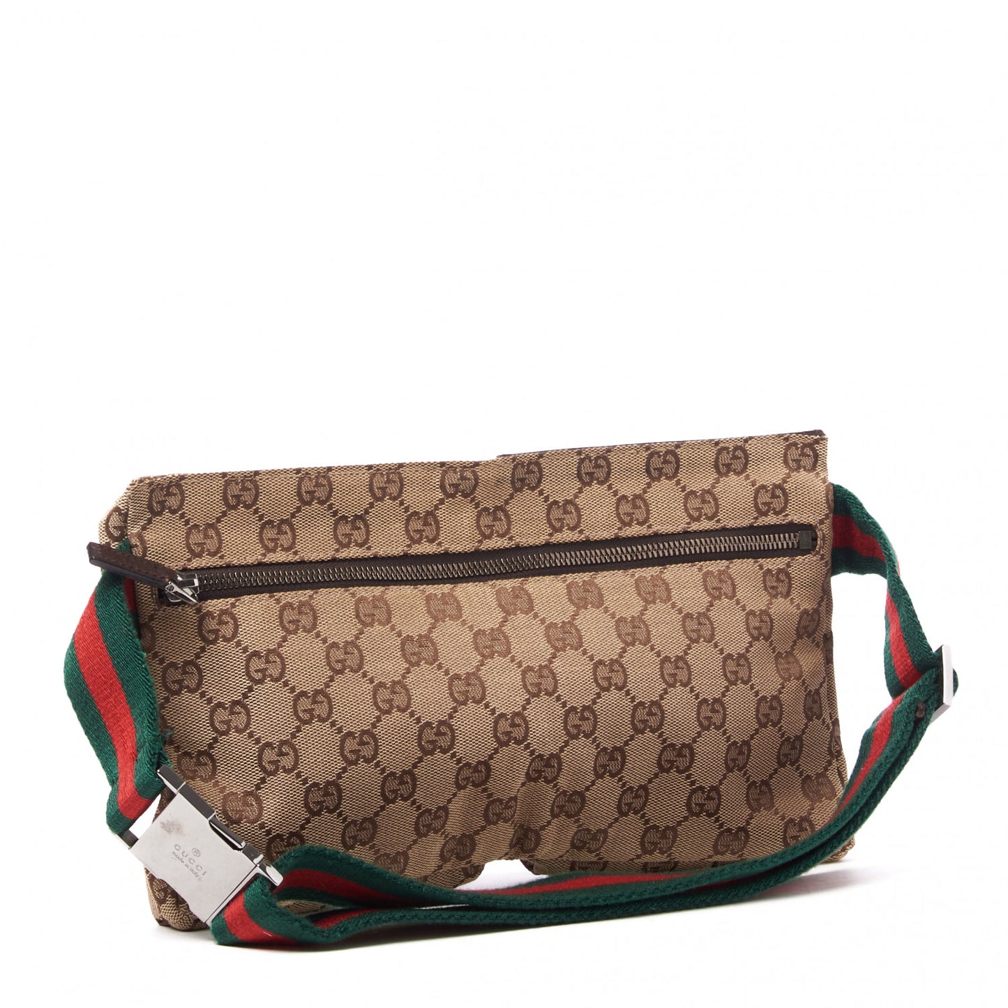 GG Monogram Web Double Pocket Belt Bag Dark Brown