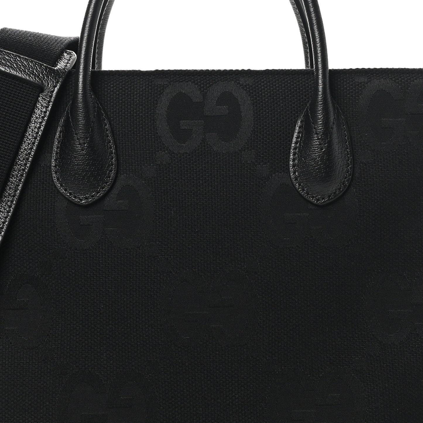 Monogram Jumbo GG Textured Dollar Calfskin Tote Bag Black