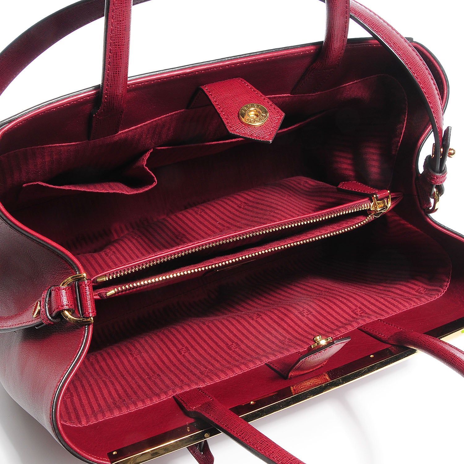 Fendi Vitello Elite Flamingo Regular 2Jours Tote Amarena 5 of 9