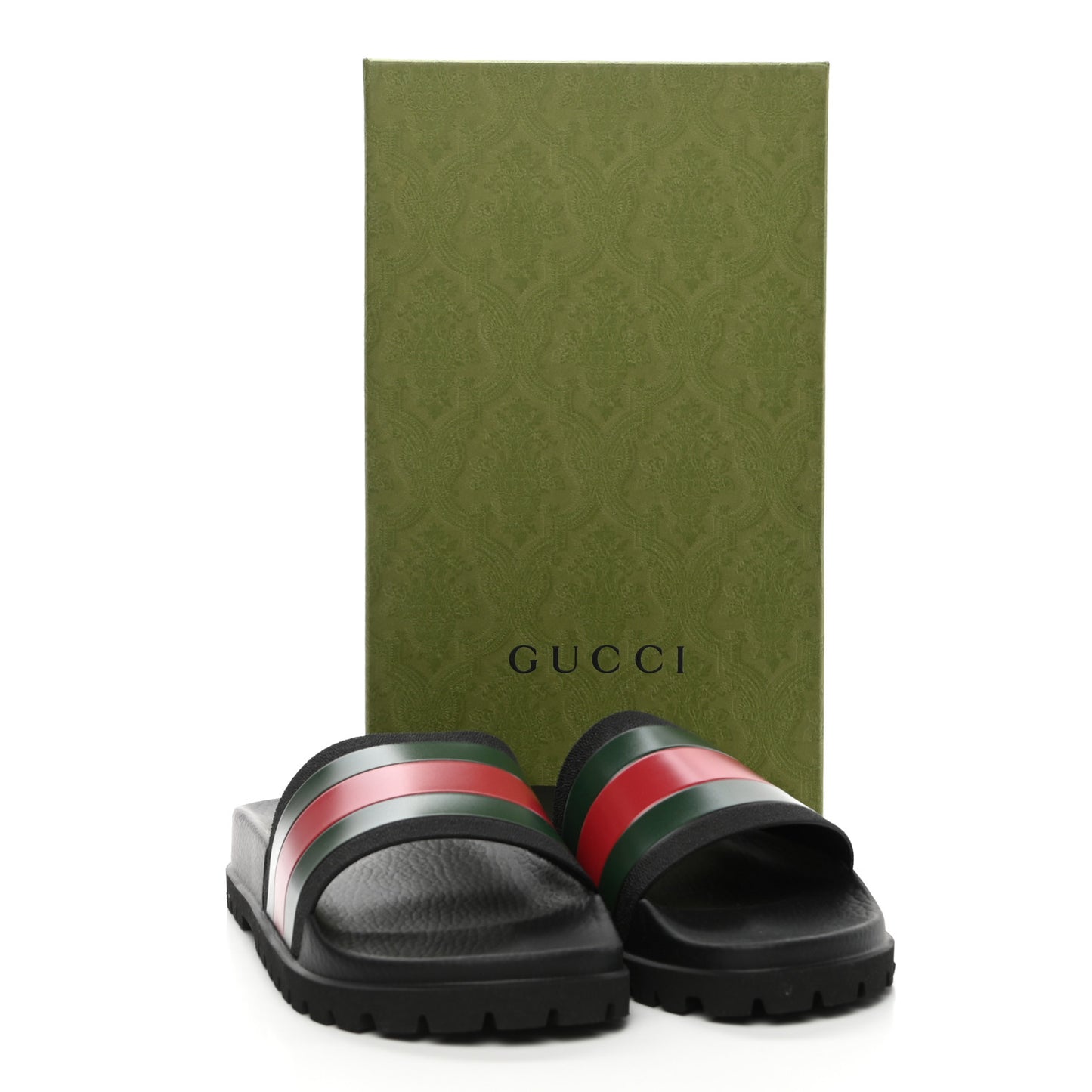 Rubber Web Mens Lug Sole Slide Sandals 10 Black Green Red