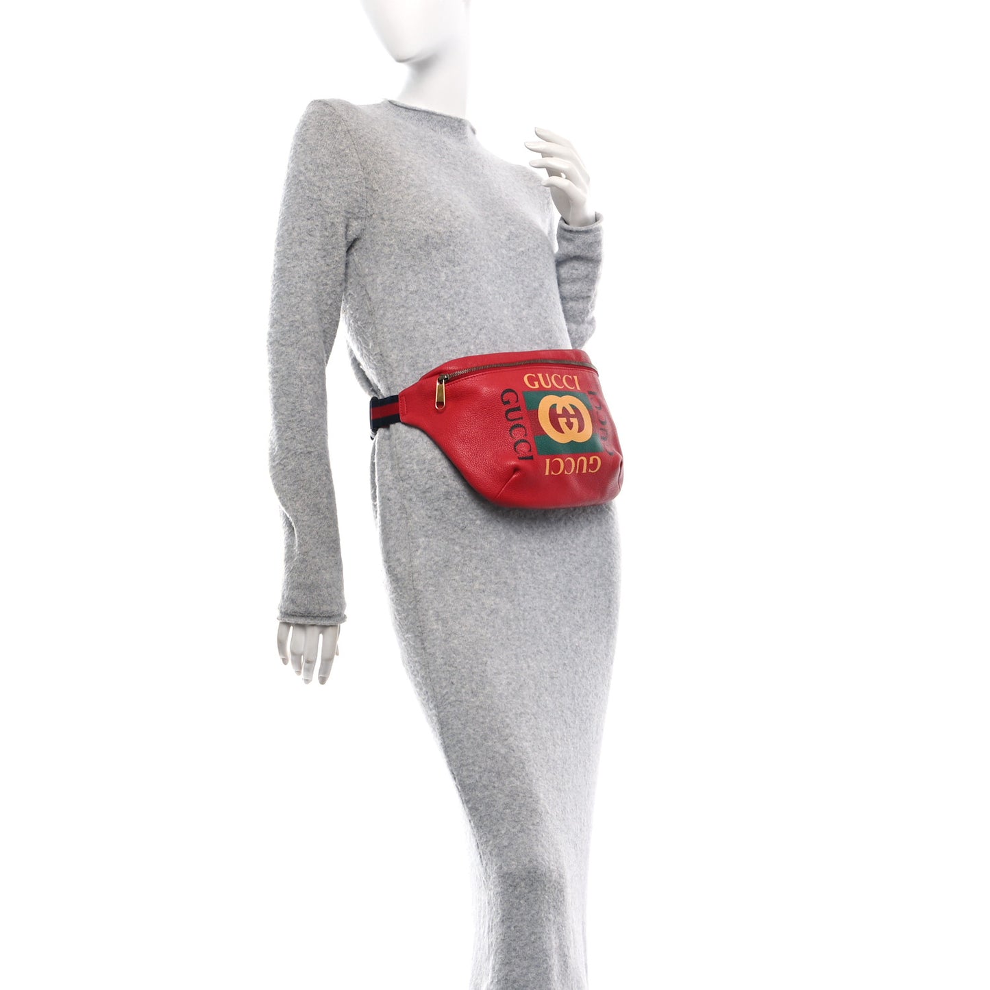Grained Calfskin Logo Belt Bag Hibiscus Red