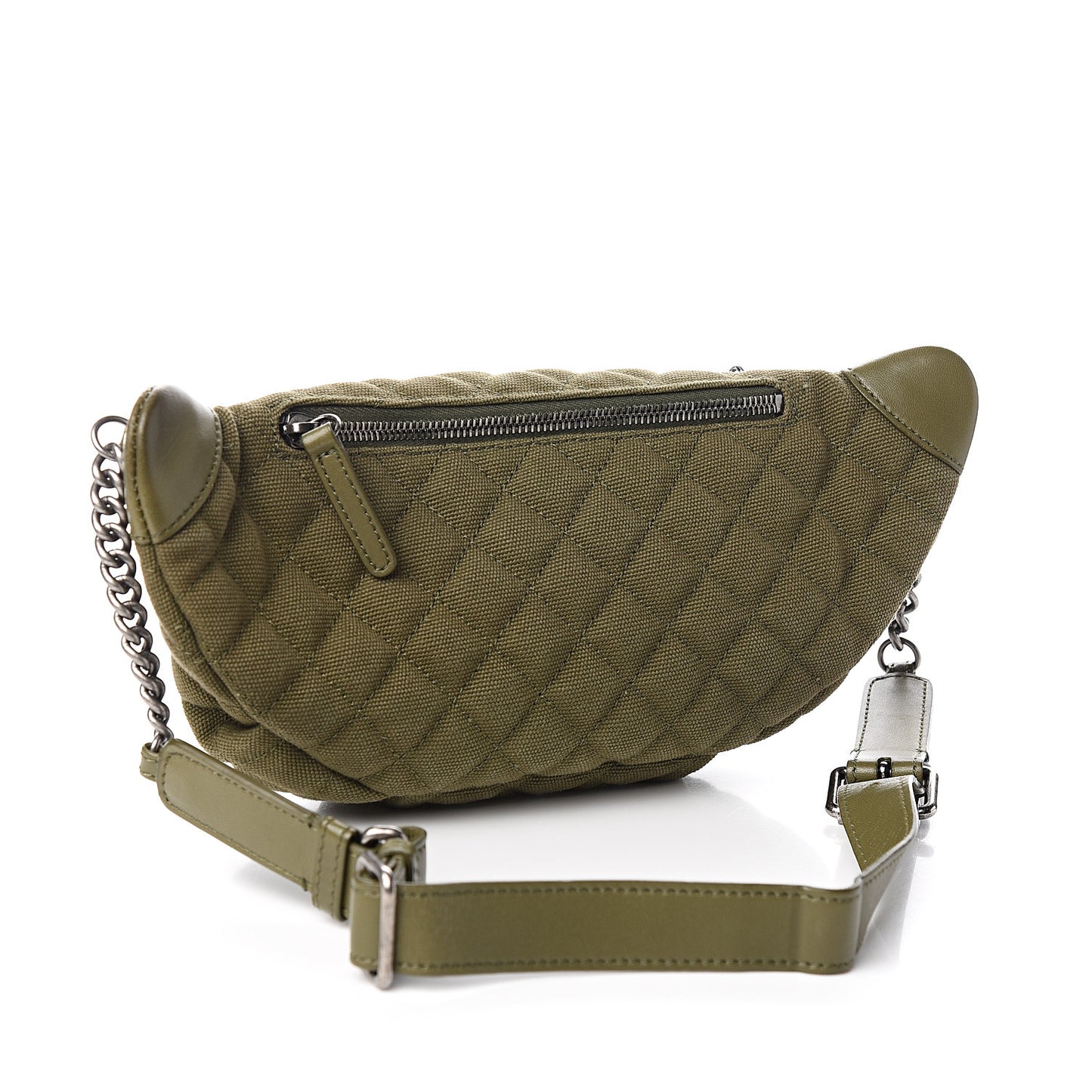 Canvas Lambskin Quilted Coco Cuba Charms Waist Bag Khaki