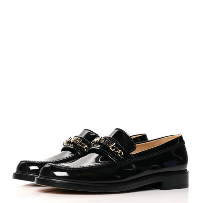 Chanel Shiny Calfskin Logo Loafers 41 Black 3 of 9