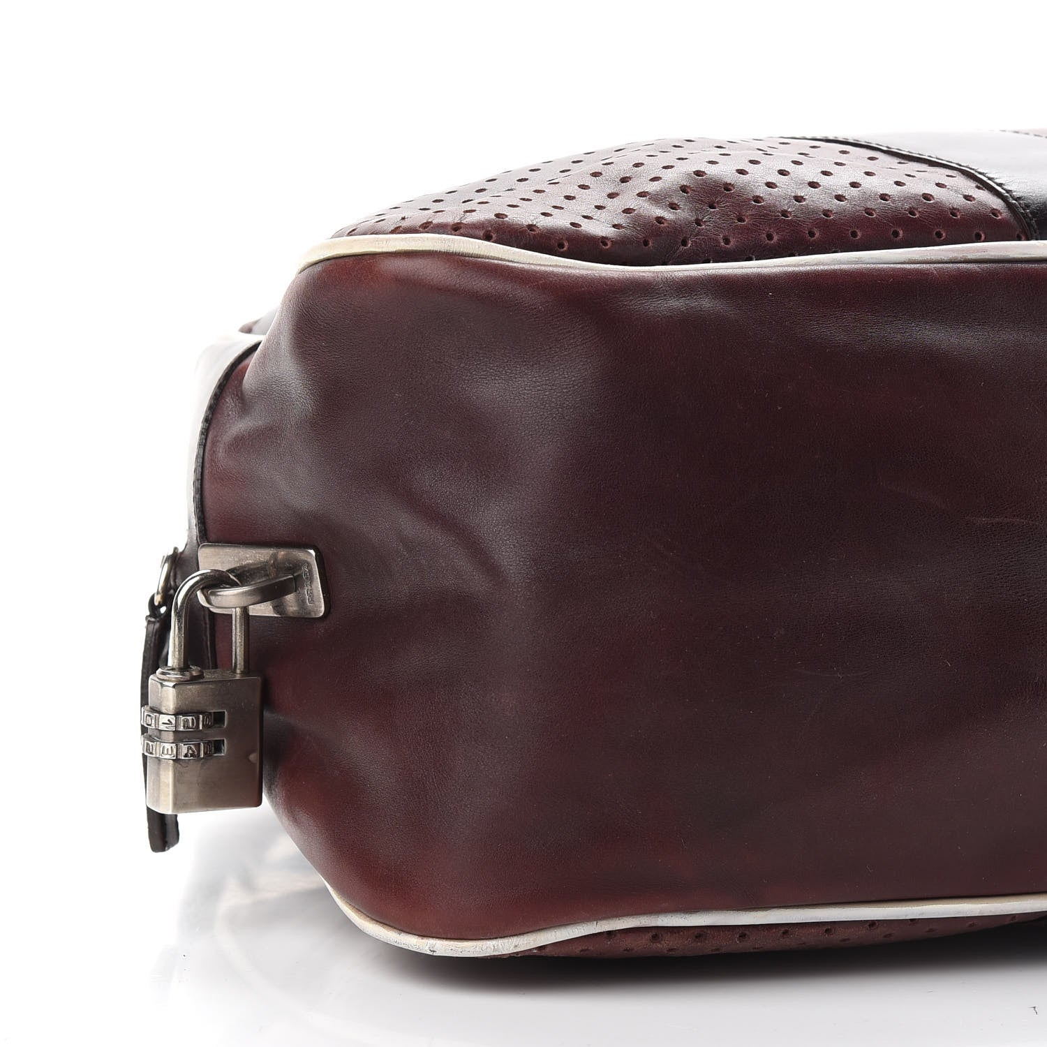 Prada Vitello Drive Perforated Bowling Bag Brown 5 of 12
