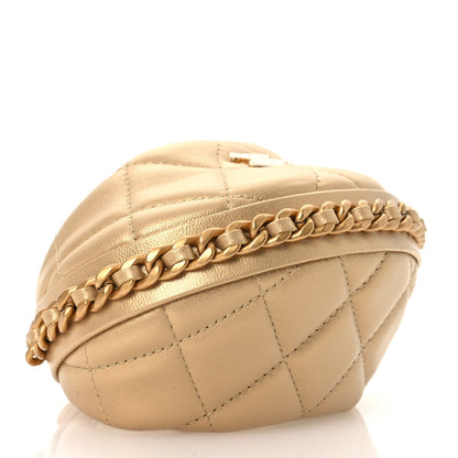 Chanel Metallic Lambskin Quilted Chain Around Mini Pouch Gold 4 of 11