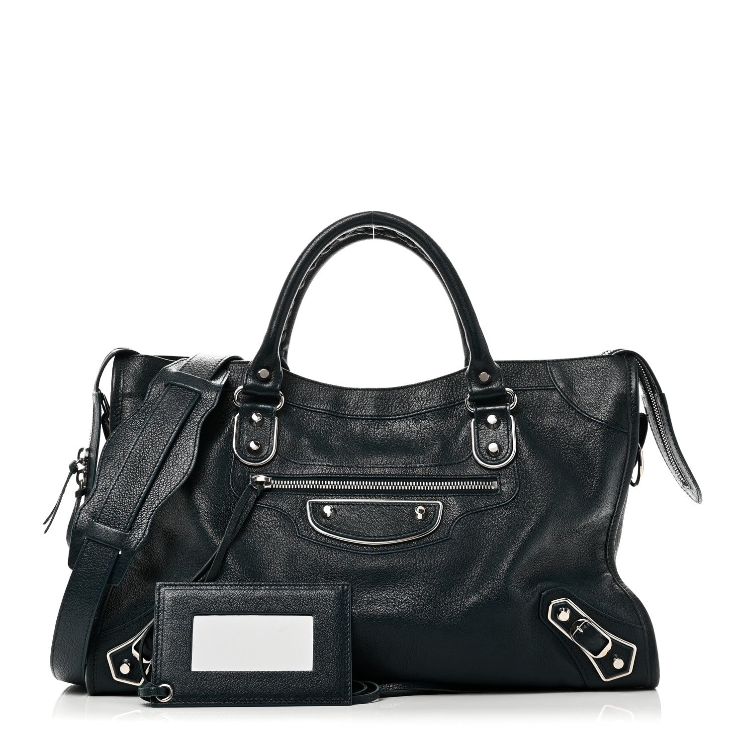 Balenciaga Chevre Silver Metallic Edge Hardware City Bleu Paon 3 of 11