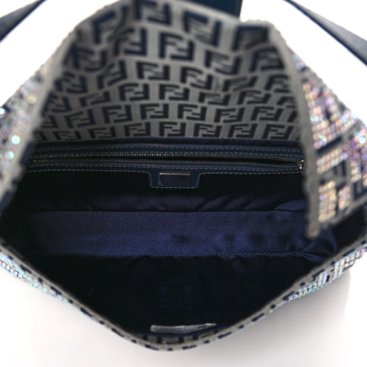 Fendi Zucchino Crystal Baguette Navy 5 of 8