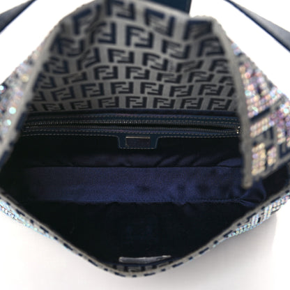 Fendi Zucchino Crystal Baguette Navy 5 of 8
