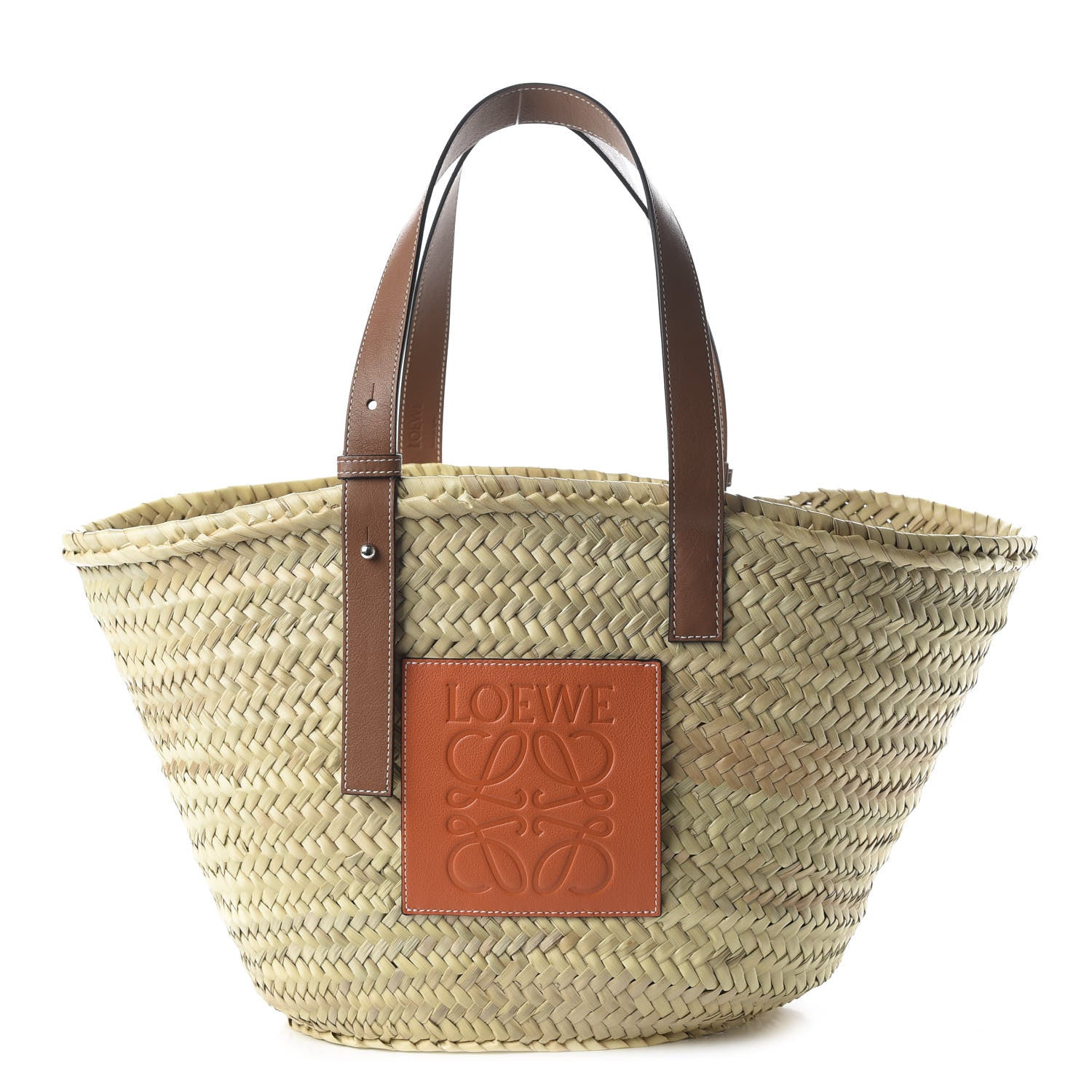 Loewe Raffia Basket Tote Bag Natural Tan Orange 1 of 9