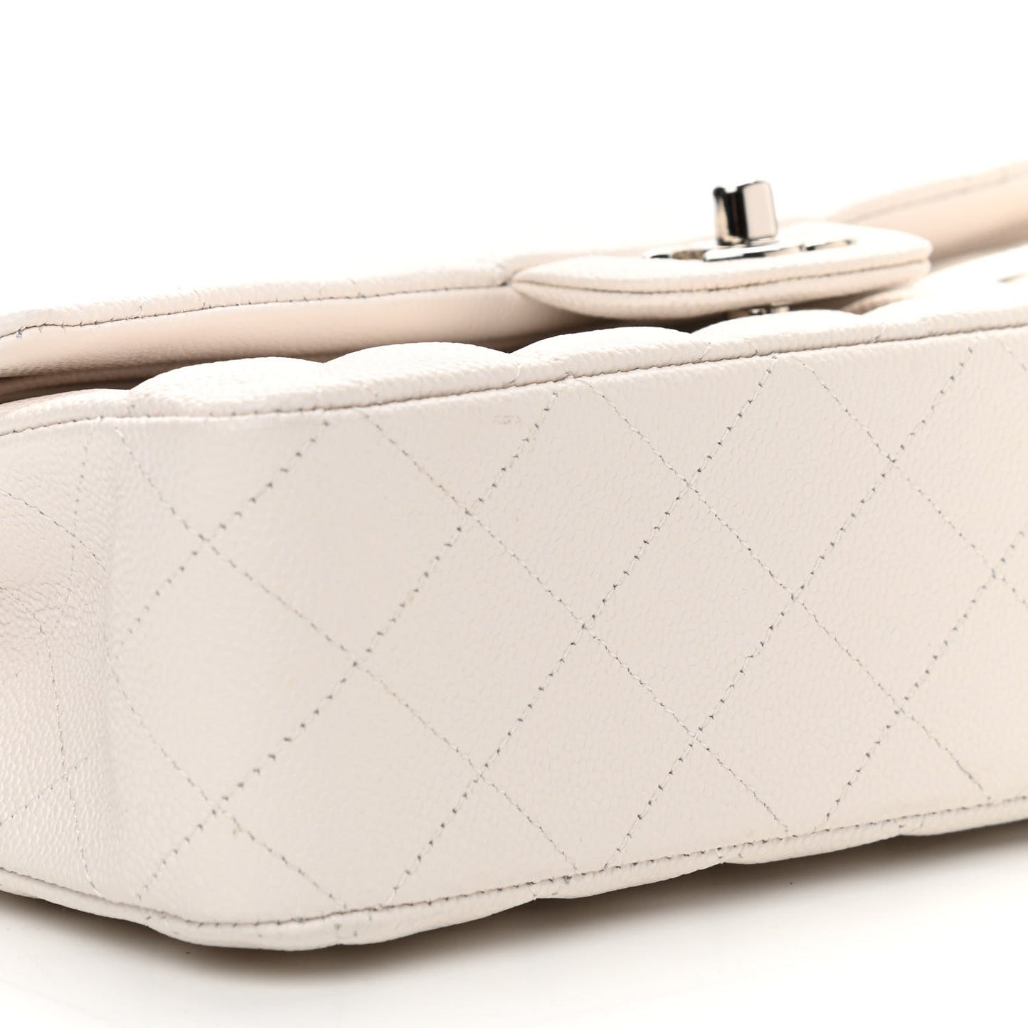 Caviar Quilted Medium Double Flap White