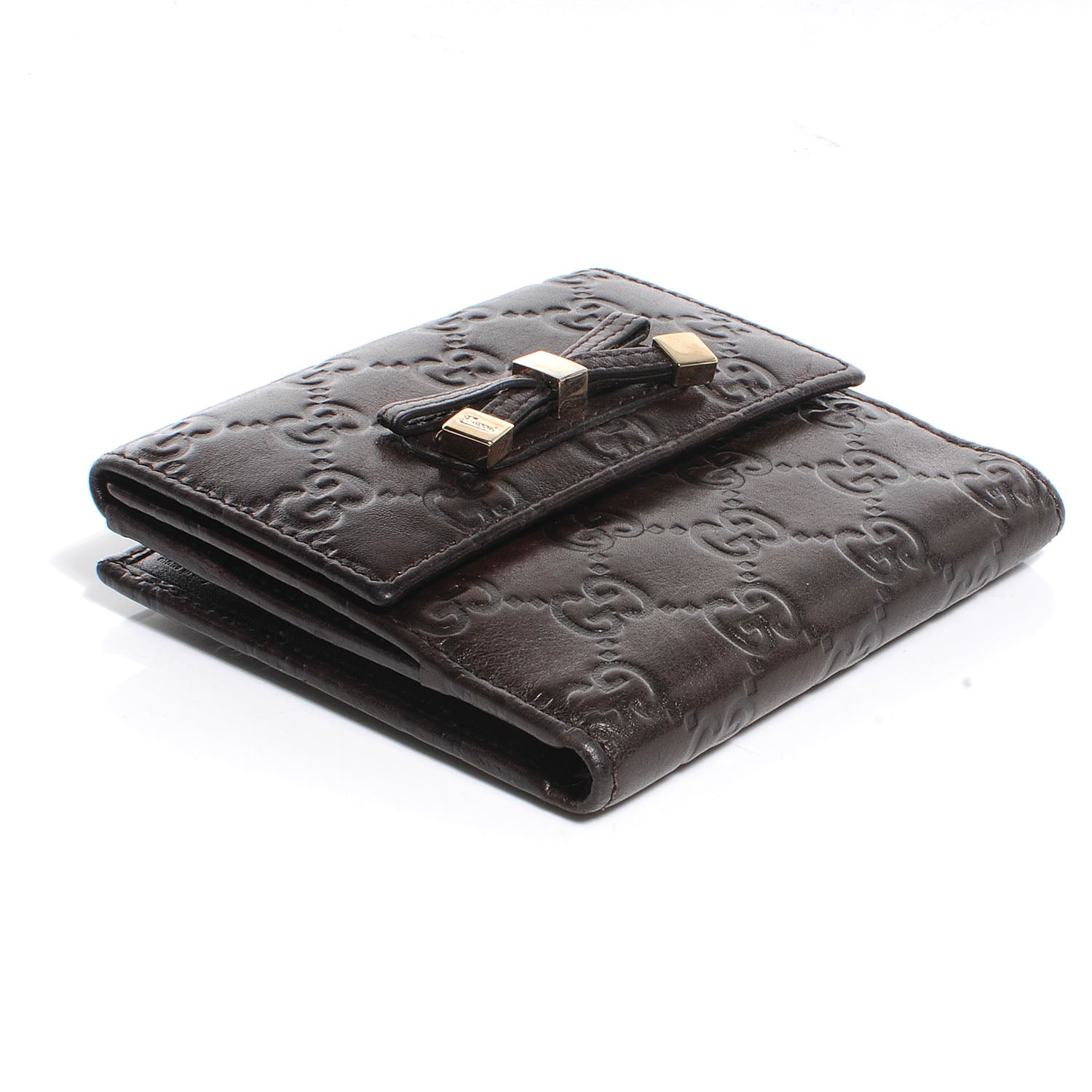Gucci Guccissima Princy French Flap Wallet Chocolate Brown 4 of 9