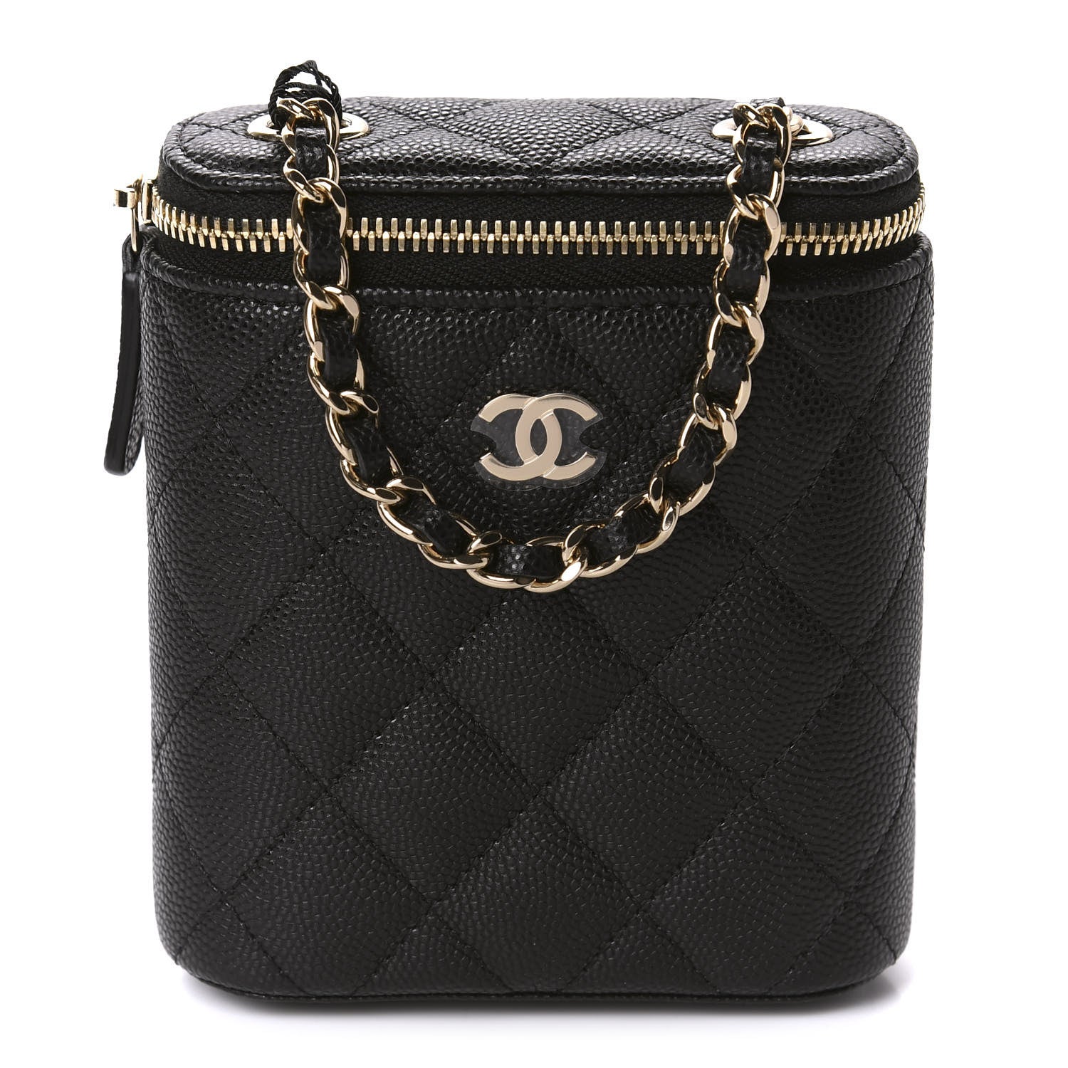 Chanel Caviar Quilted Small Vertical Coco Beauty Vanity Case With Chain Black 1 of 10