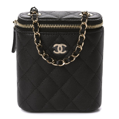 Chanel Caviar Quilted Small Vertical Coco Beauty Vanity Case With Chain Black 1 of 10